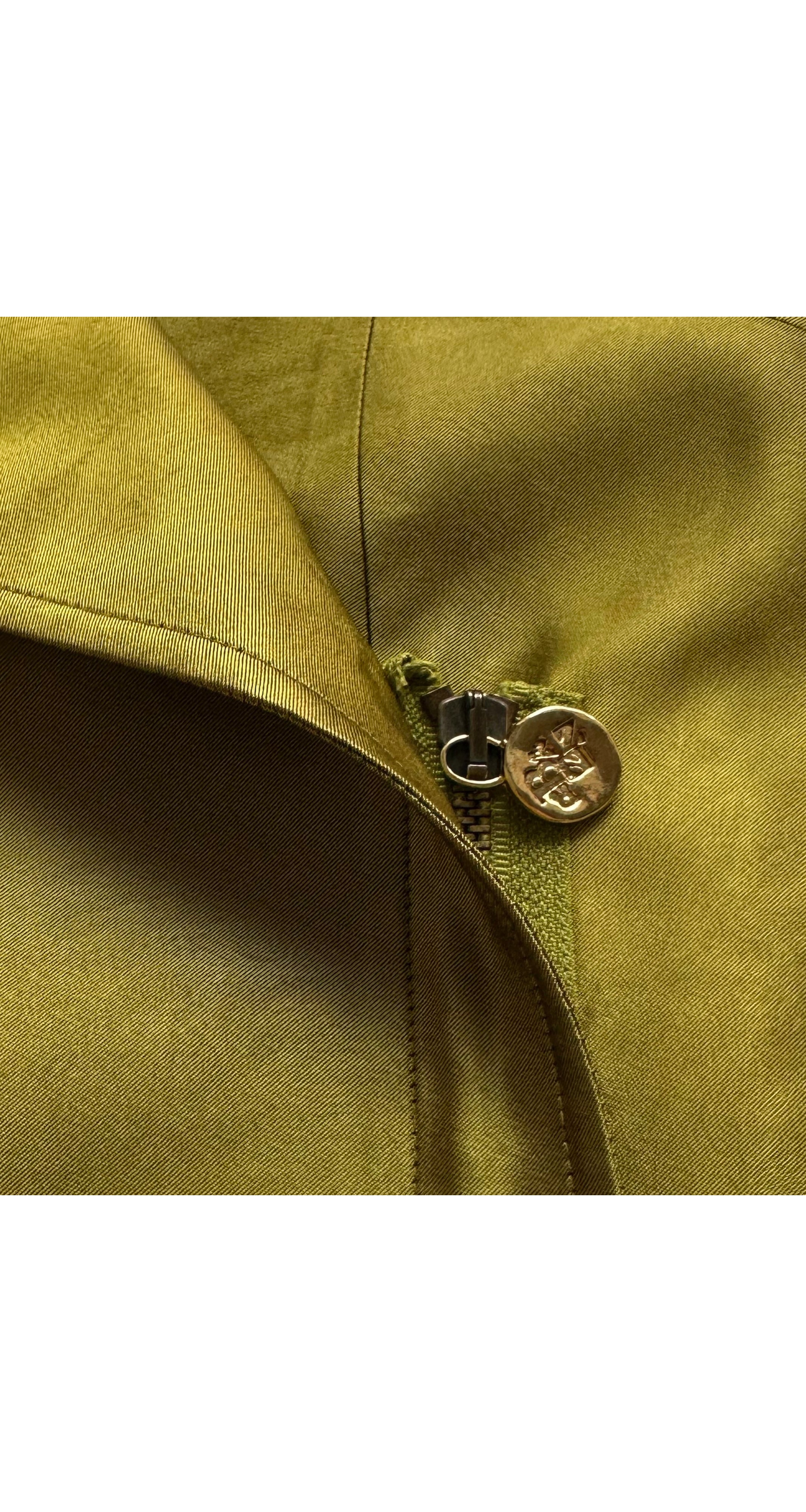 1990s Chartreuse Faille Belted Moto Jacket