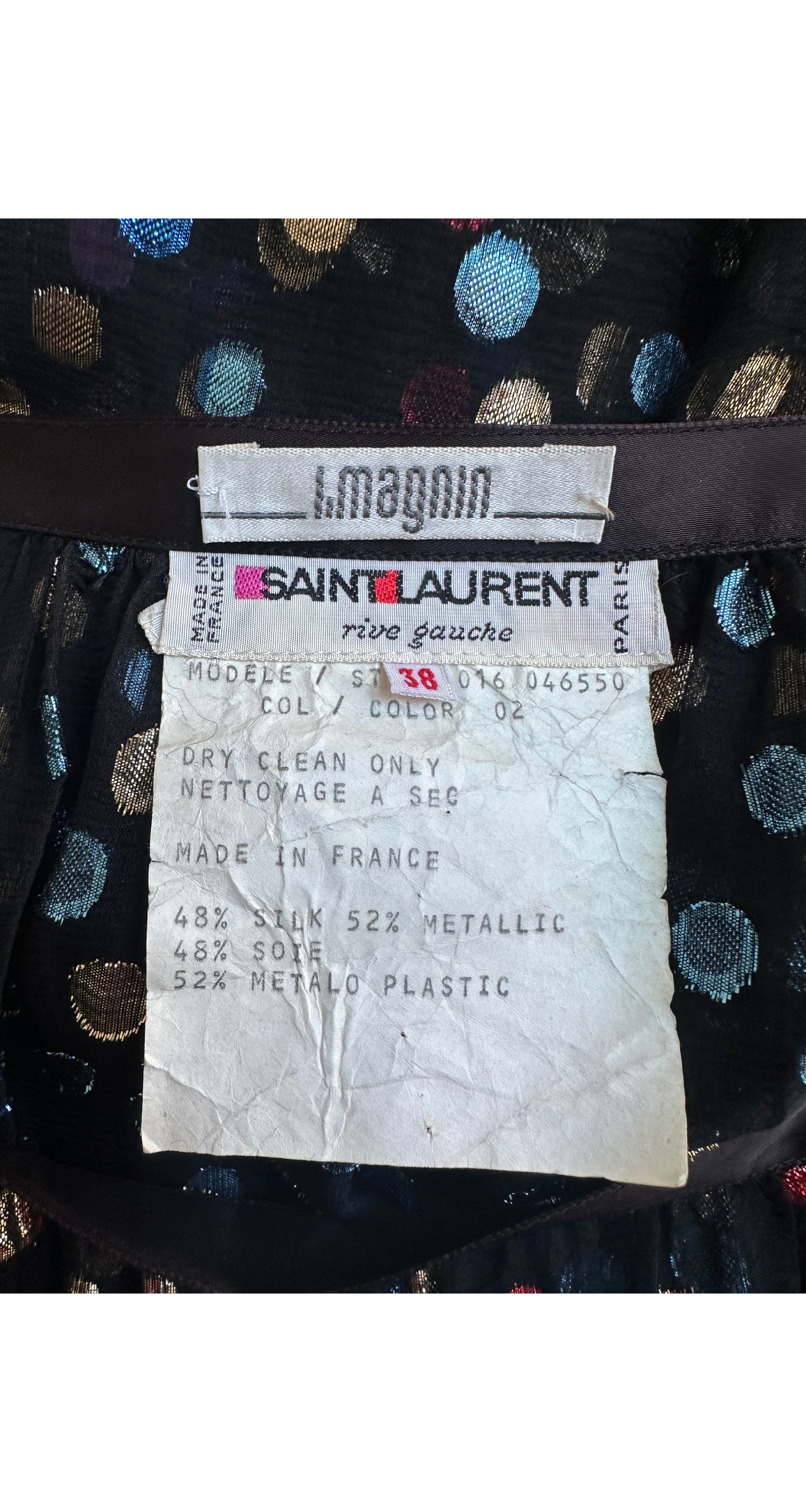 1978-79 F/W Metallic Polka Dot Black Silk Chiffon Wrap Skirt