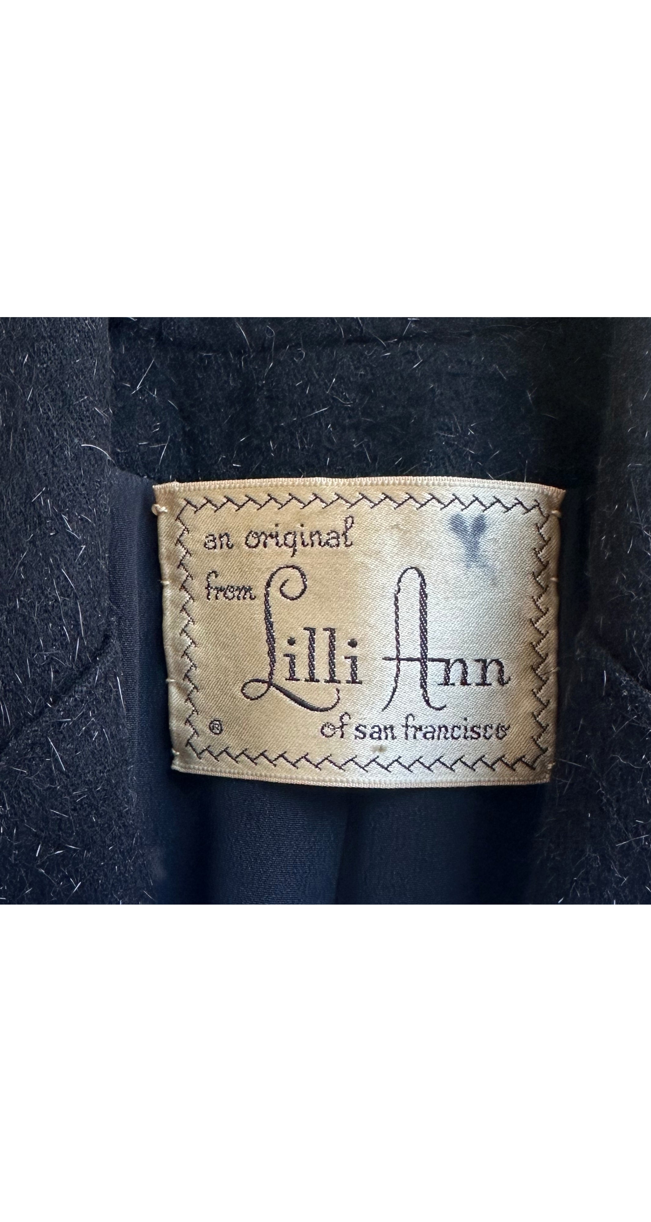 1950s Black Mohair Velvet Trim Peplum Jacket