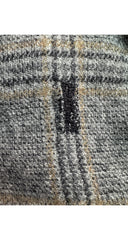 1970s Gray Plaid Wool Double-Breasted Trench Coat