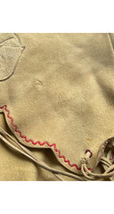 1970s Floral Appliqué Tan Suede Lace-Up Vest