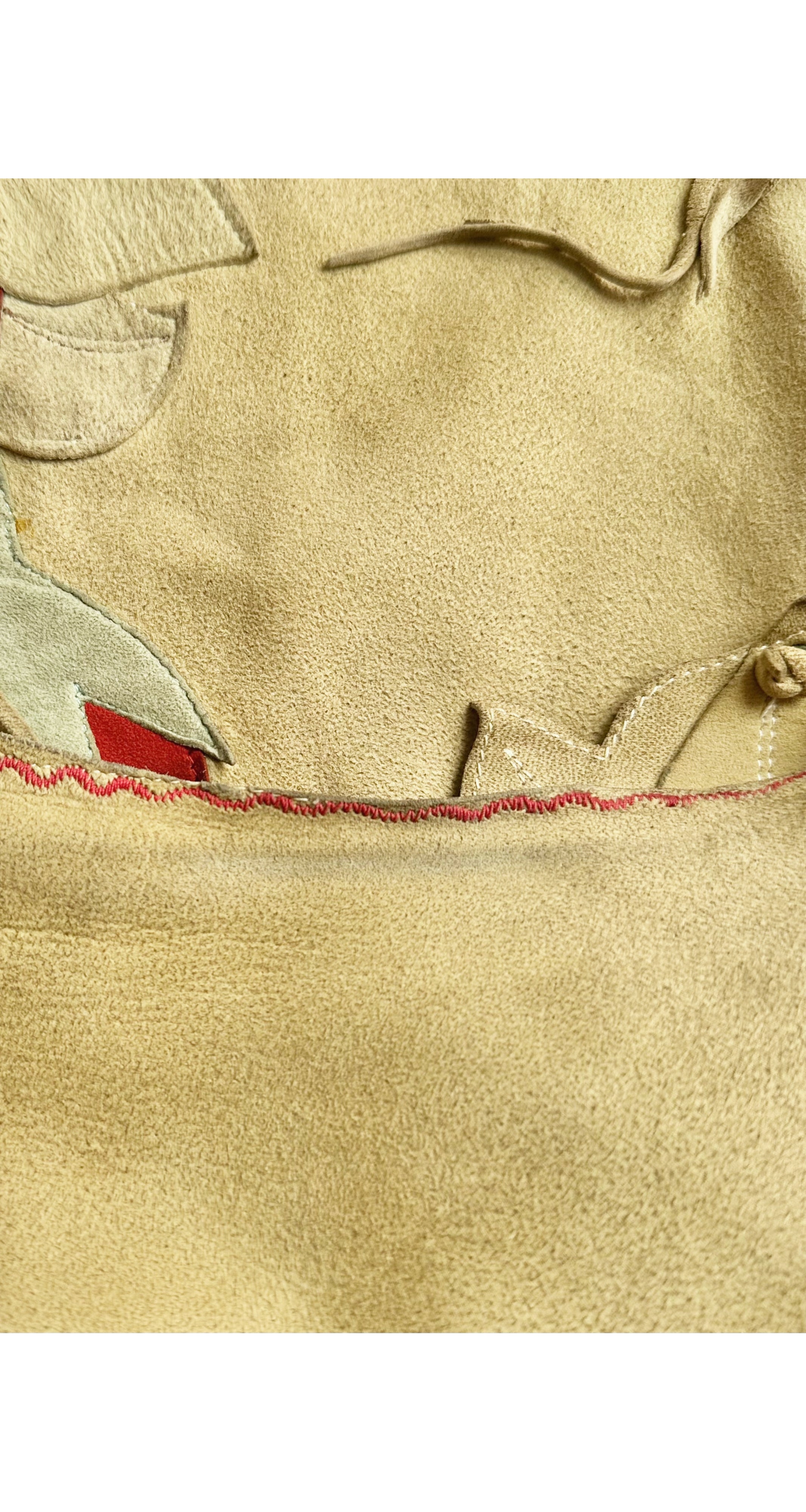 1970s Floral Appliqué Tan Suede Lace-Up Vest