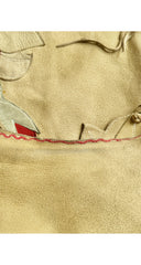 1970s Floral Appliqué Tan Suede Lace-Up Vest