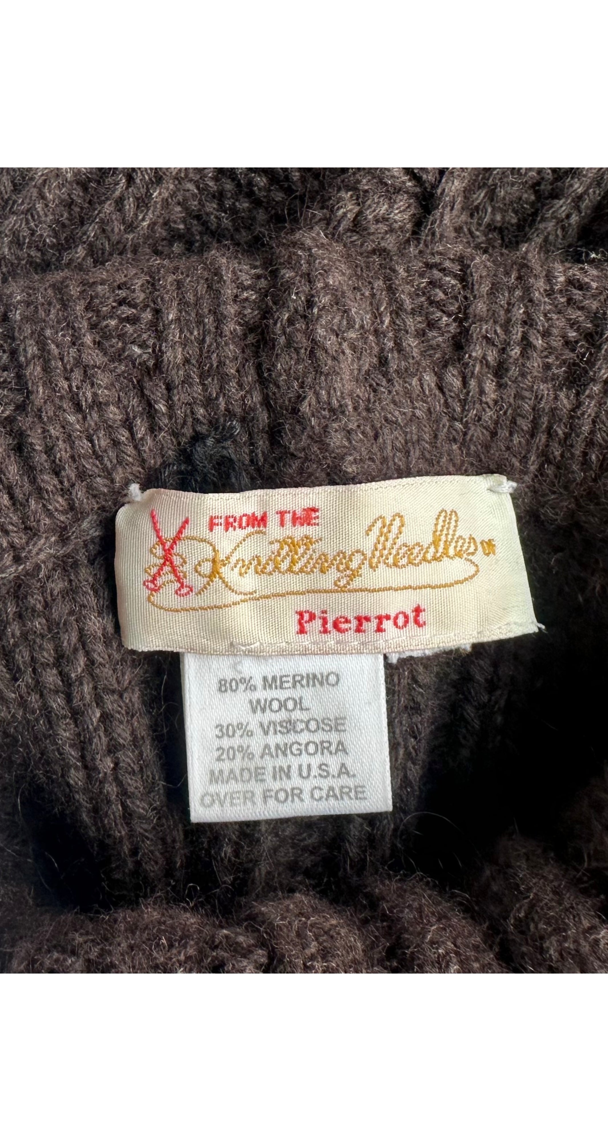 2001-02 F/W Brown Merino Wool Cable Knit Turtleneck Maxi Dress