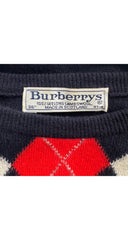 1980s Argyle Navy Lambswool Pullover Sweater