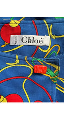 1987 S/S Jump Rope Novelty Print Blue Pencil Skirt