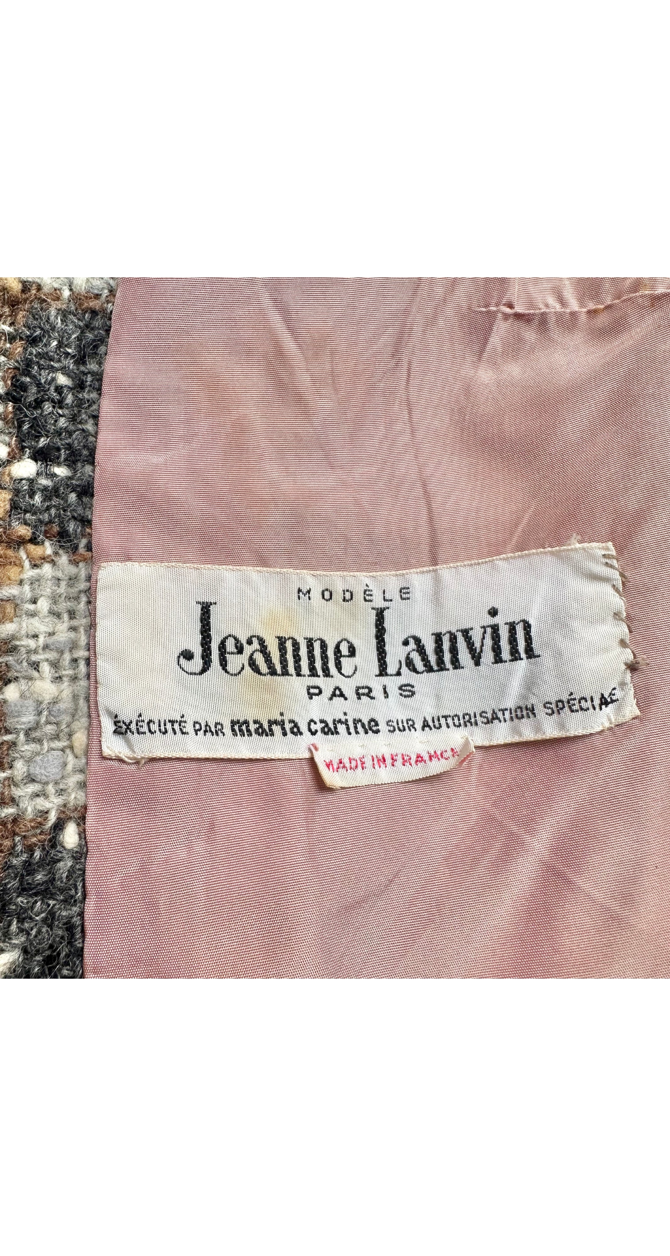 1966-67 F/W Checkered Gray Wool Bouclé Skirt Suit