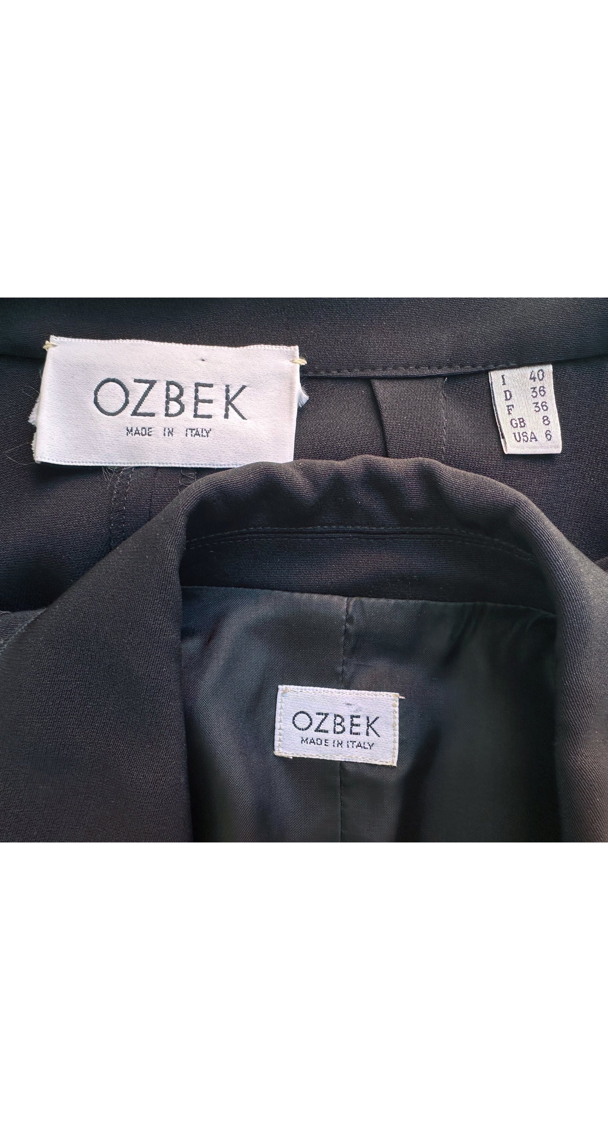 1990s Black Faille Cropped Jacket & Draped Skirt Set