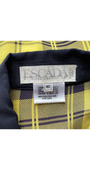 1988 Ad Campaign Floral Yellow Plaid Silk Collared Blouse