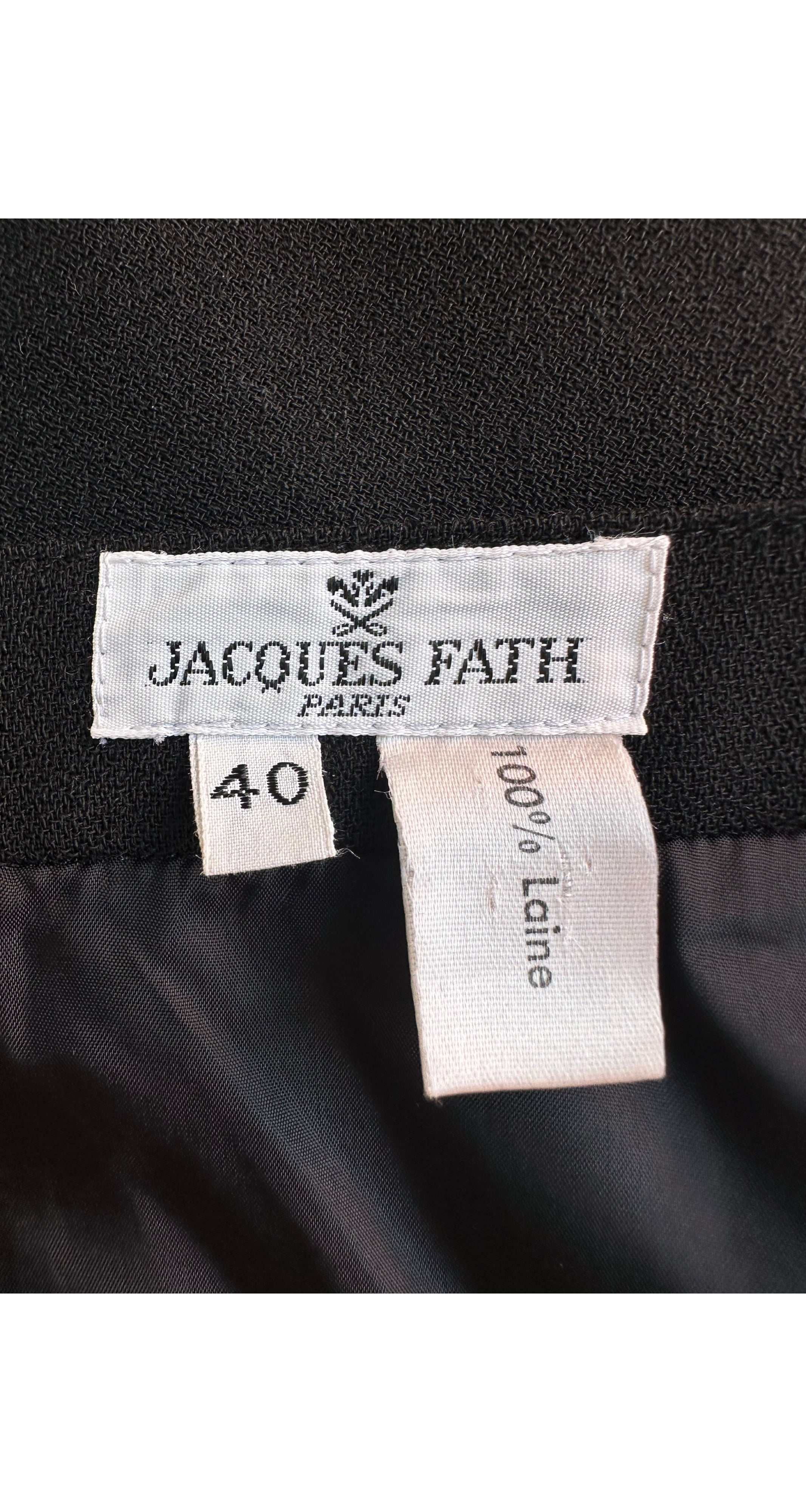 1990s Black Wool Crepe Tiered Origami Pencil Skirt