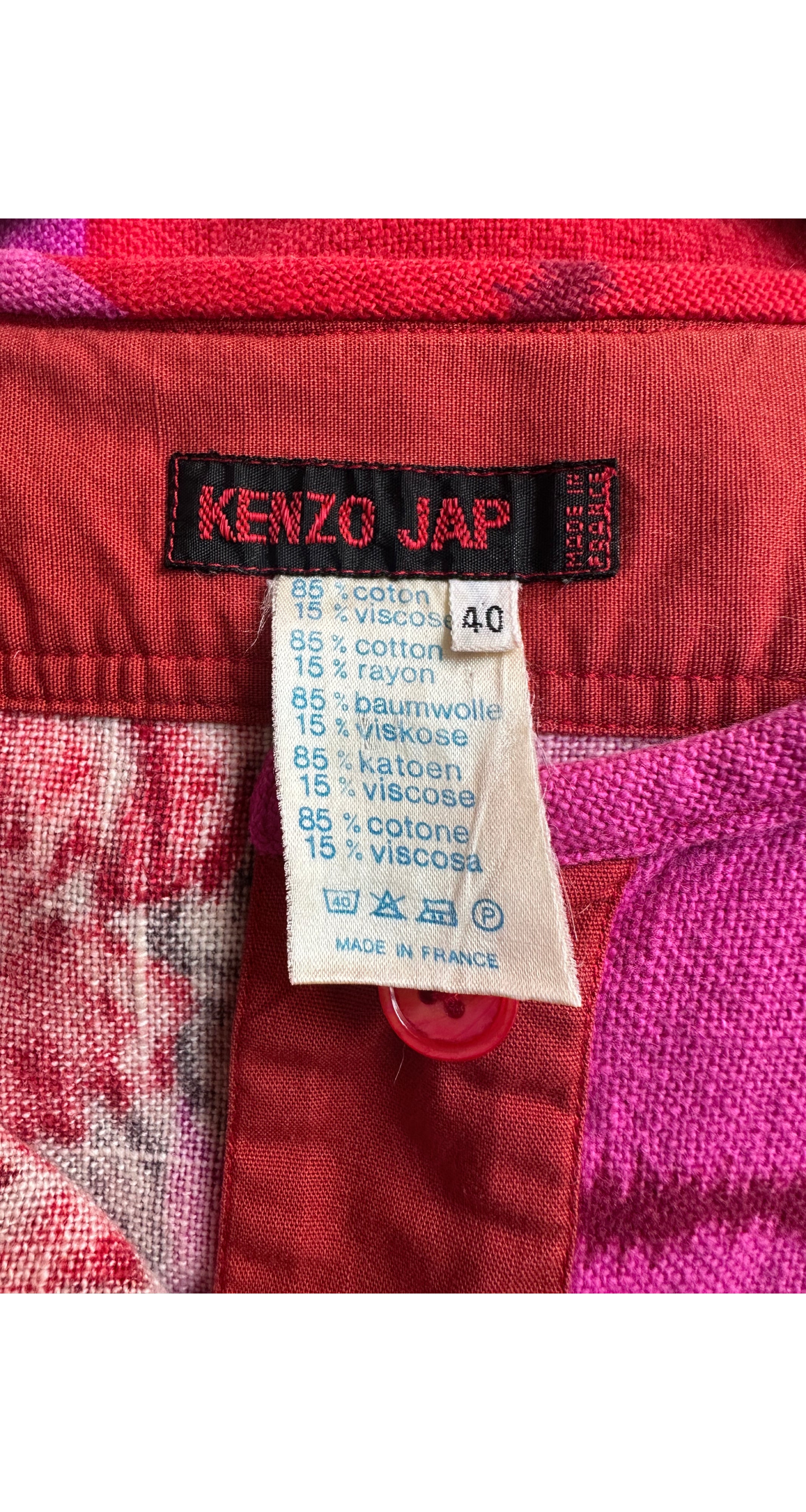 1976-77 A/W Pink & Red Floral Cotton Blouson Dress