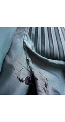 1980s Green Striped Silk Taffeta Puff Sleeve Evening Set