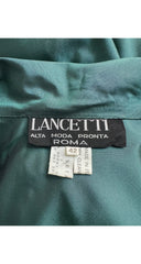 1980s Green Striped Silk Taffeta Puff Sleeve Evening Set