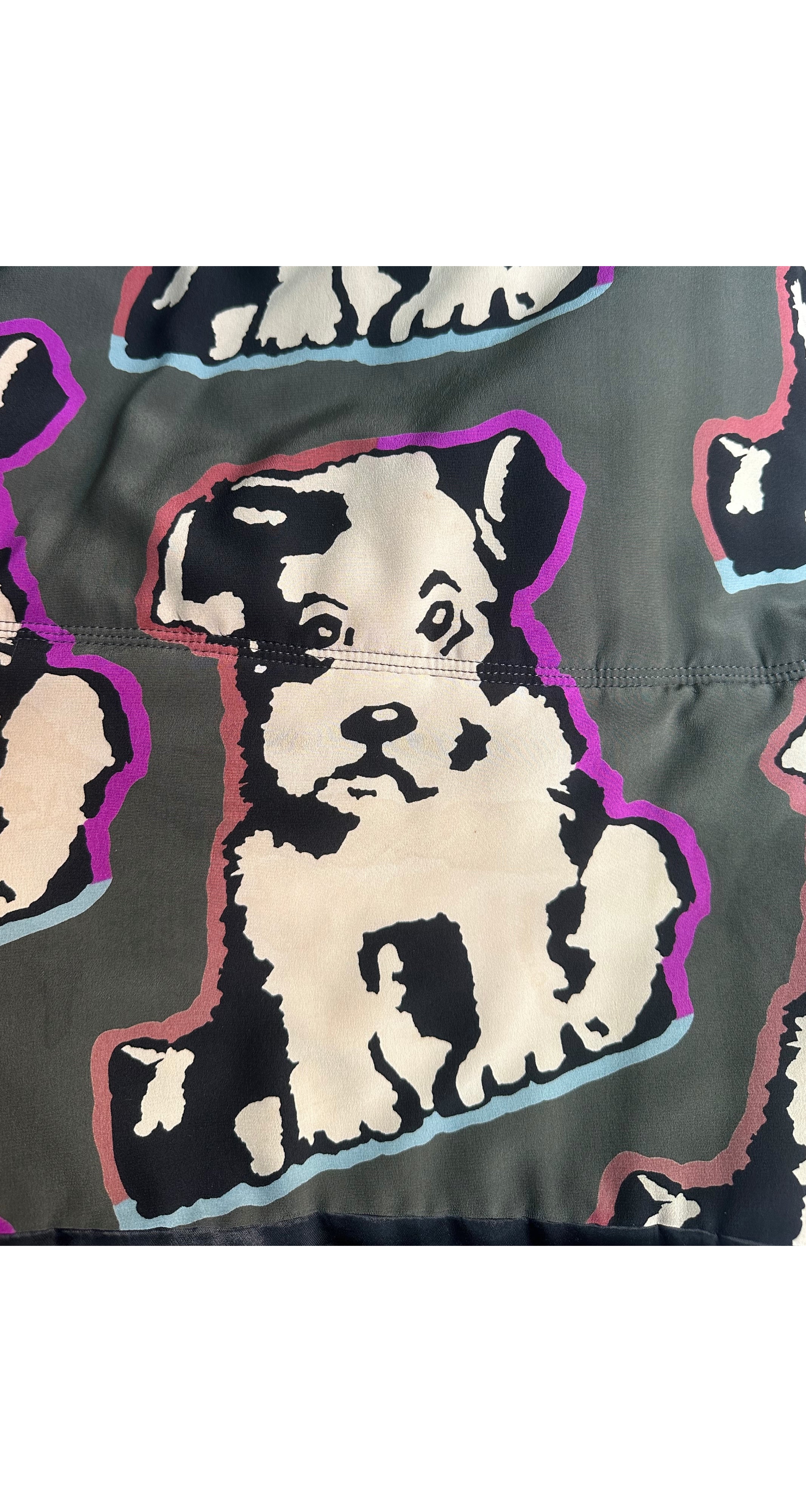 1992-93 F/W Dog Pop Art Print Silk Swing Coat