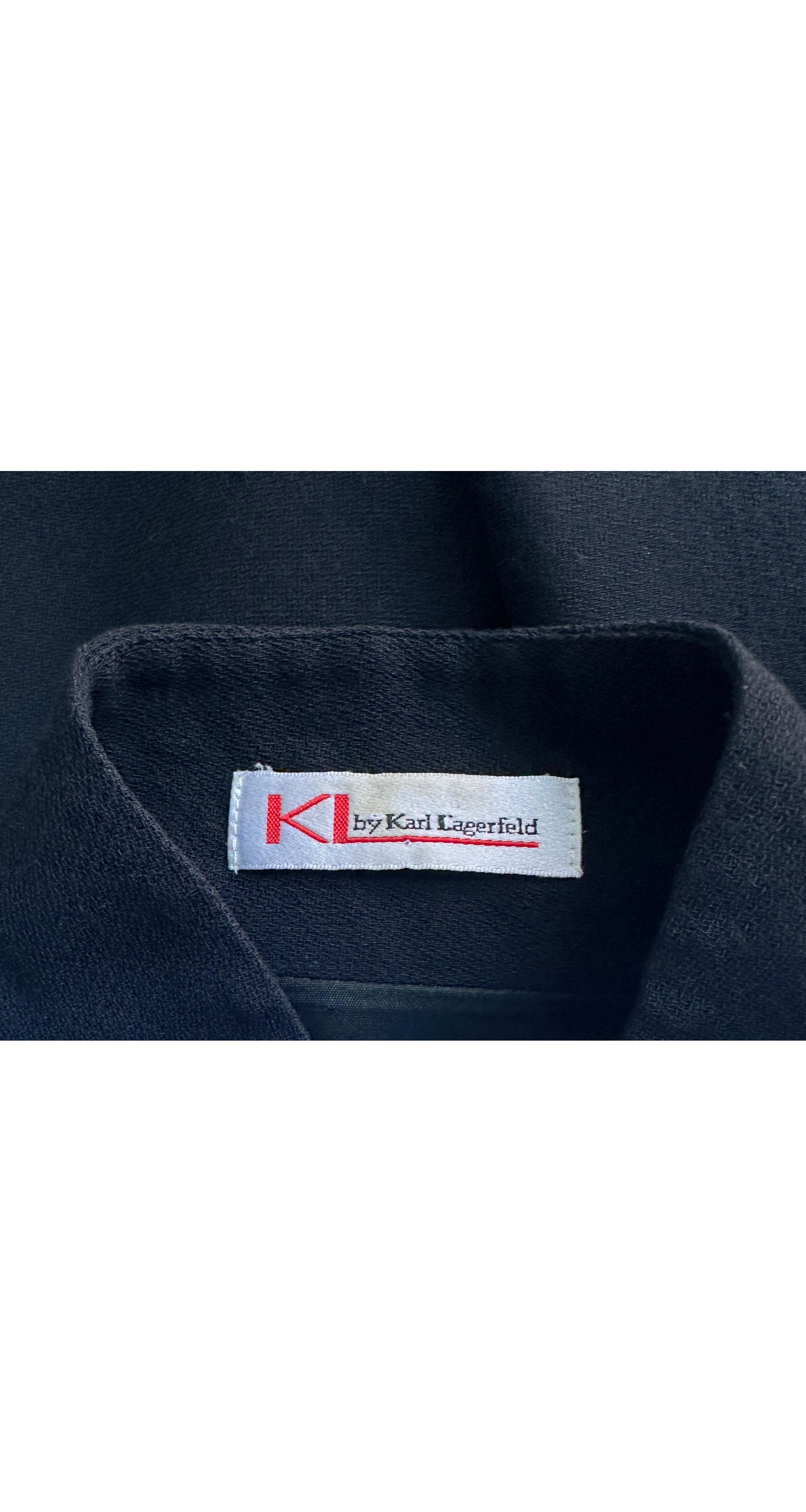 1990s Black Rayon Crepe Bell Sleeve Dress