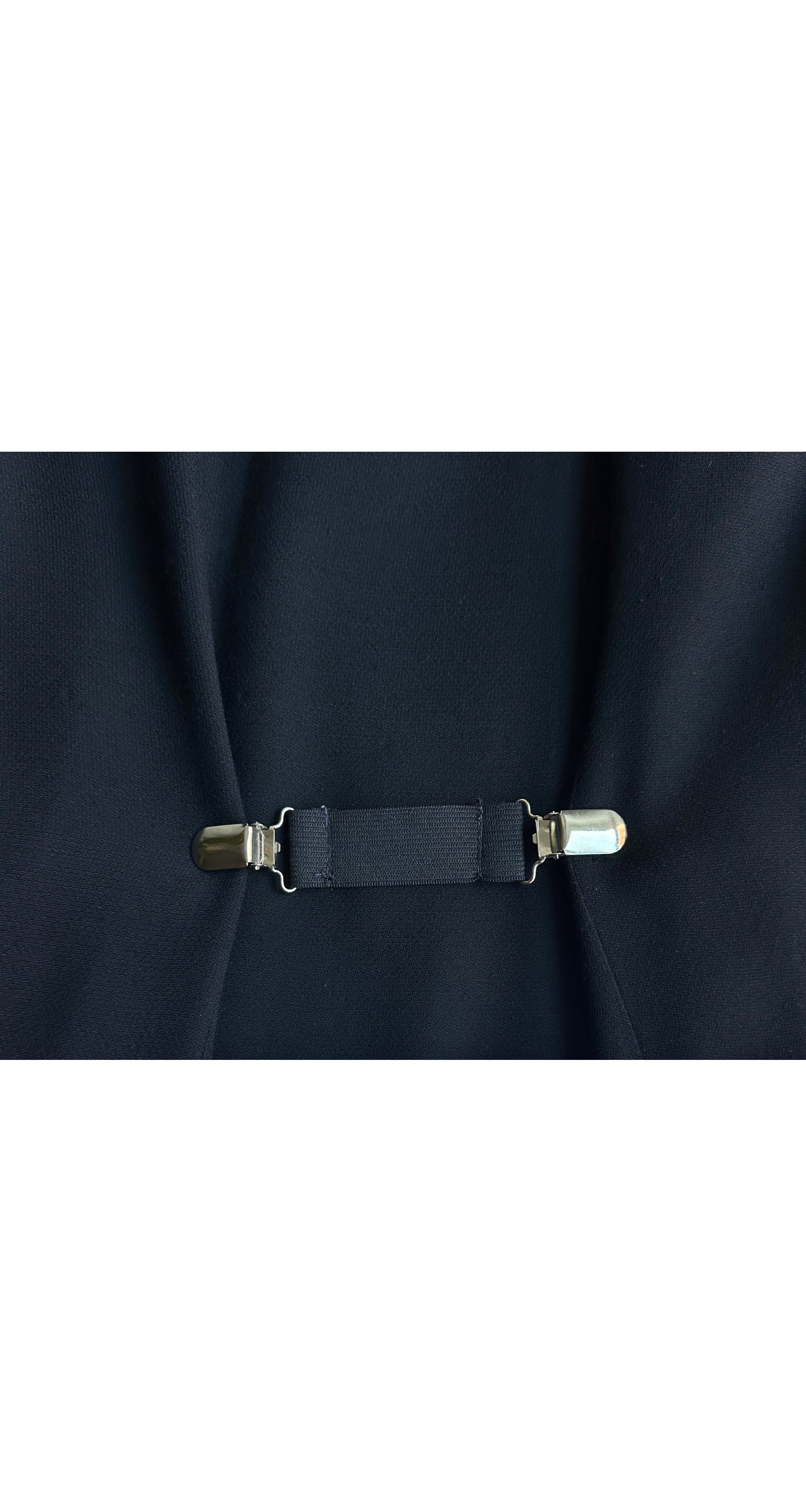 1990s Black Rayon Crepe Bell Sleeve Dress