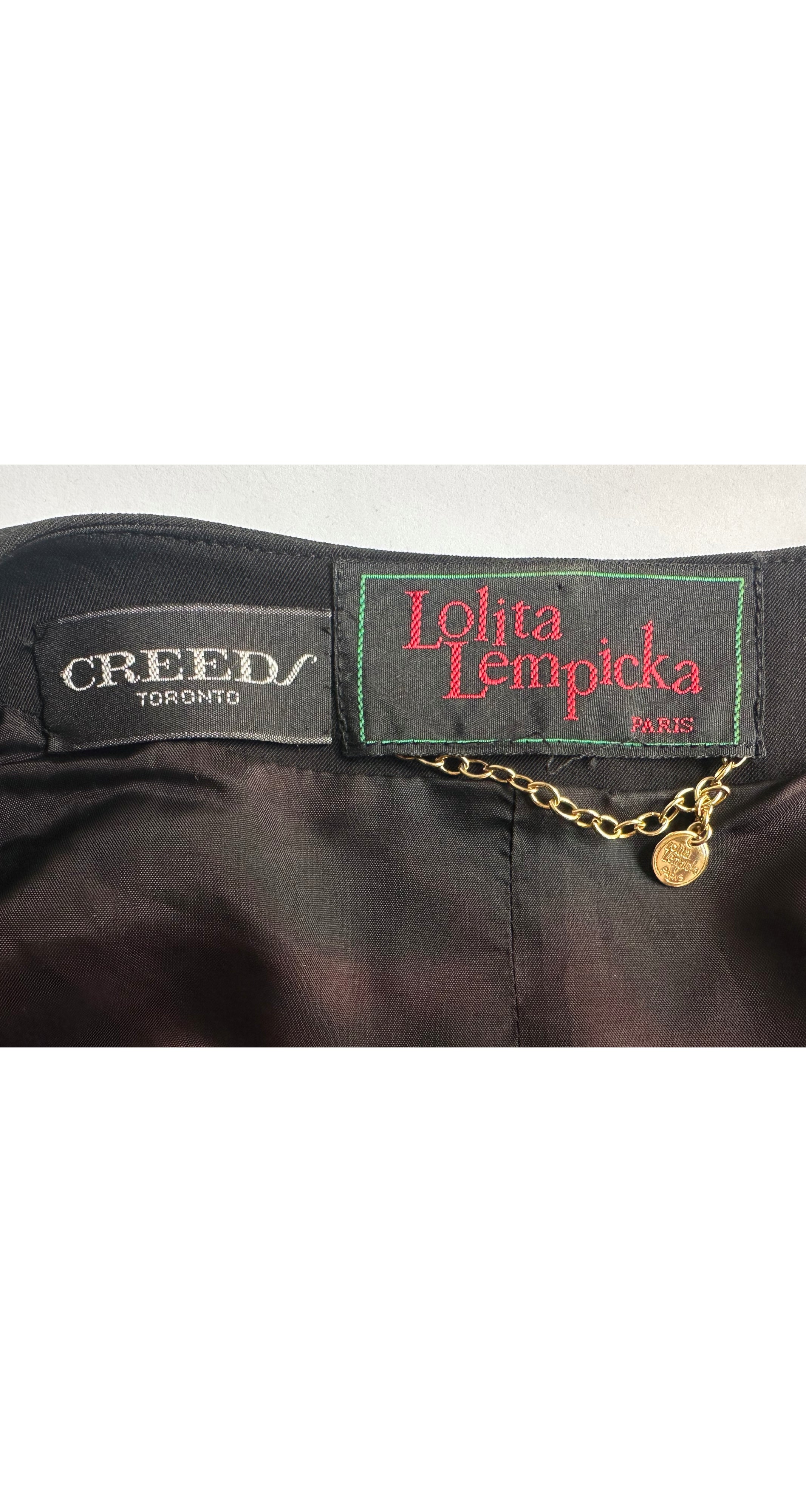 Lolita Lempicka 1989 S/S Black Wool Gabardine Lace-Up Back Jacket