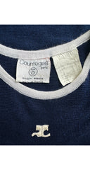 1970s Logo Navy Knit Sleeveless Top