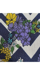 1970s Floral Patchwork Navy Jersey Maxi Dress