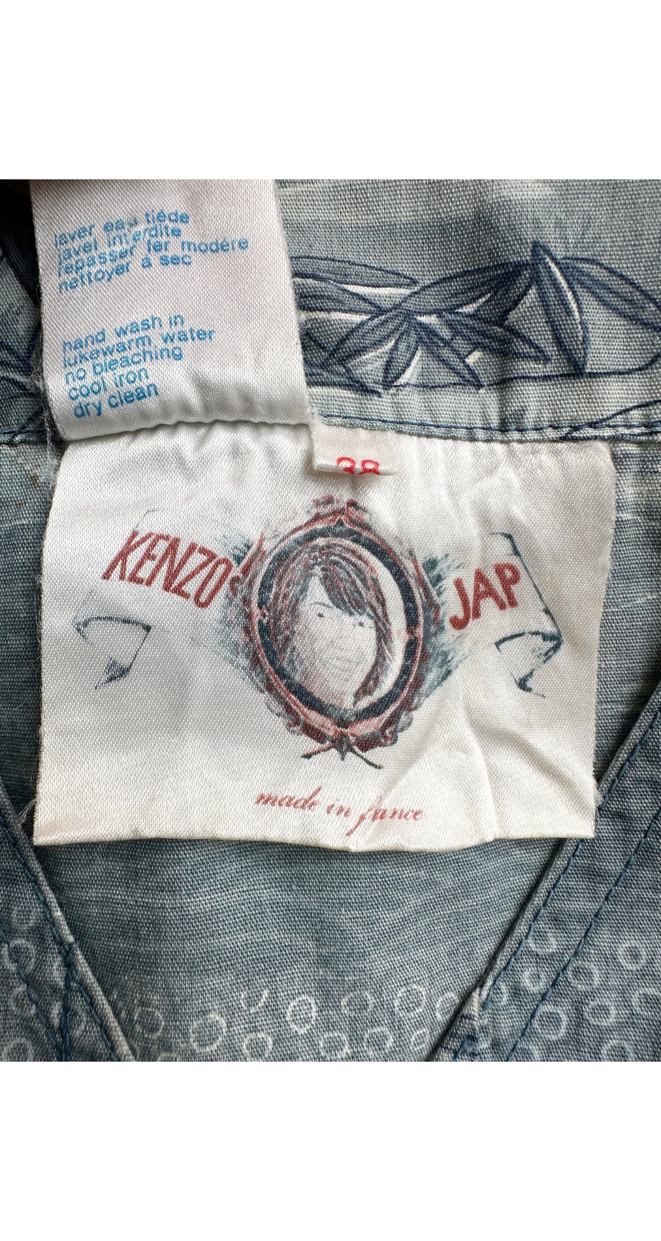 1976 S/S Tiger Print Slate Blue Cotton Tunic Dress