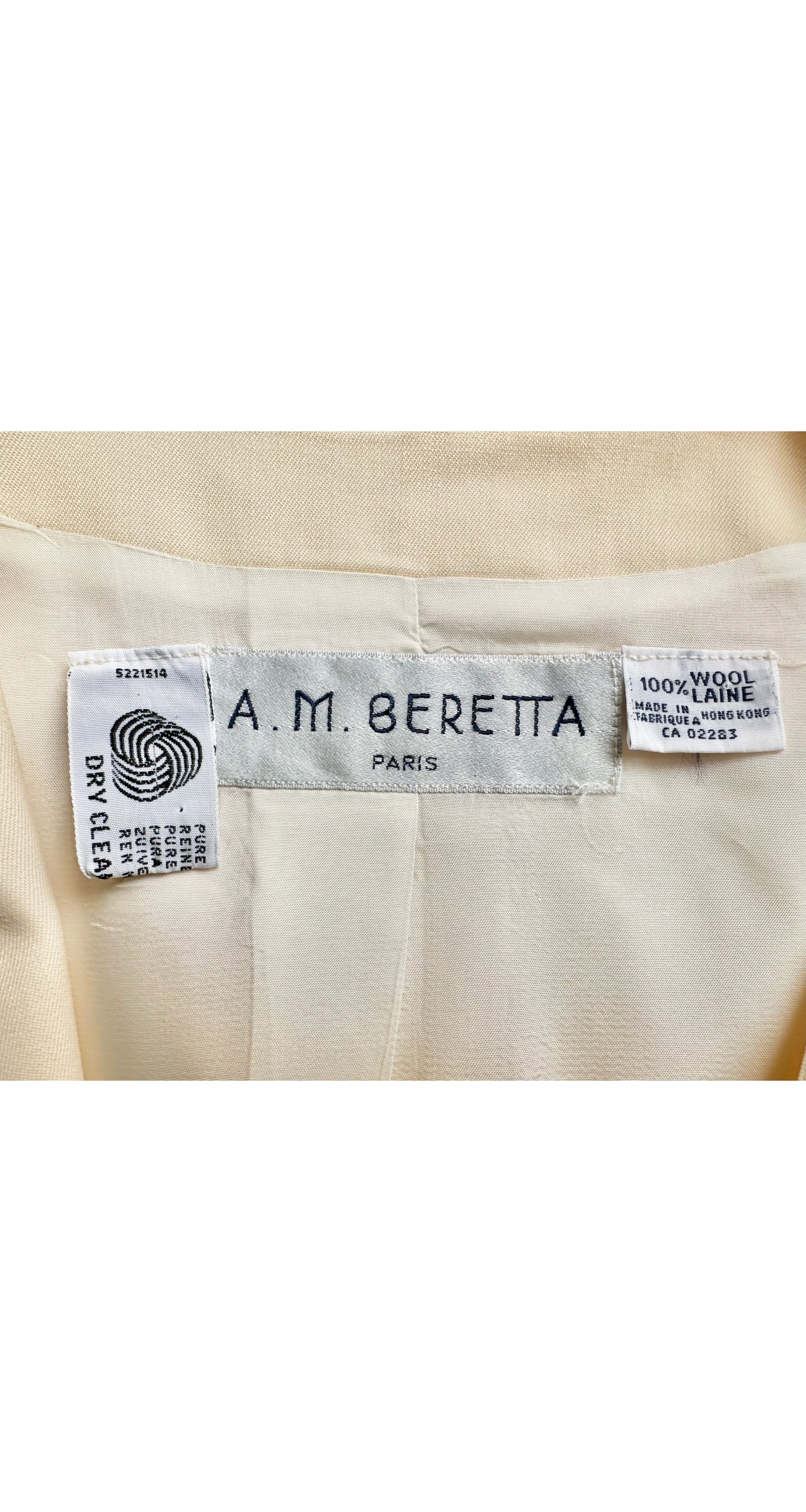 1980s Cream Wool Gabardine Triangular Sleeve Jacket