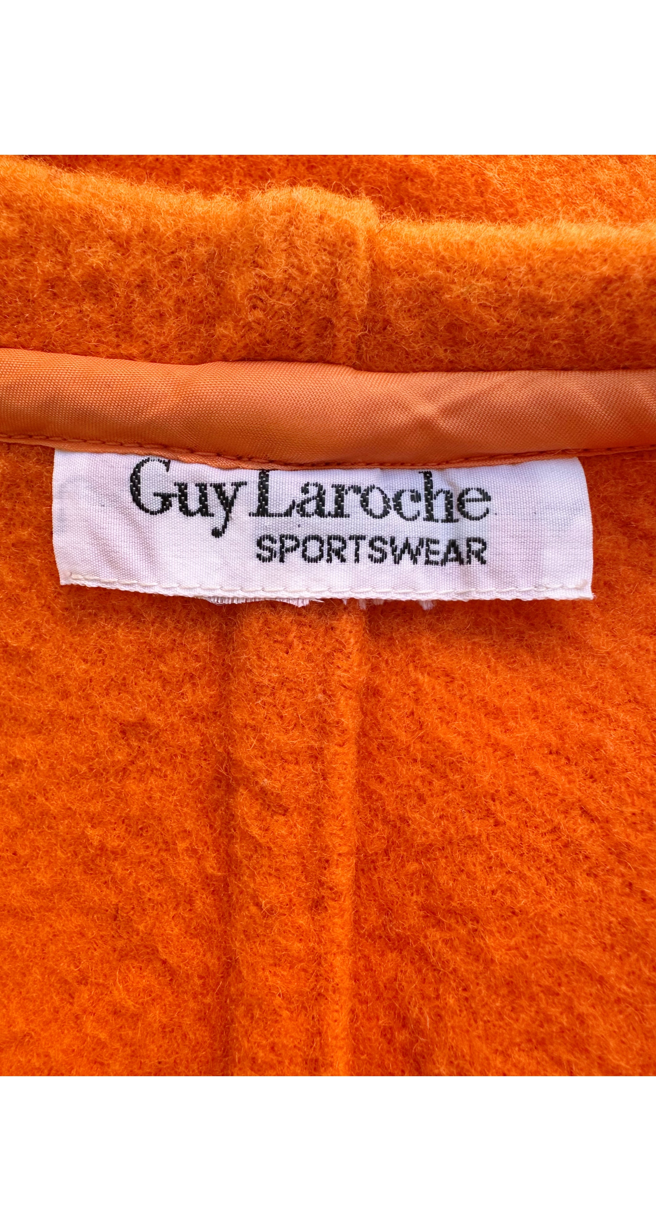 1990s Orange Wool Shawl Hood Swing Coat