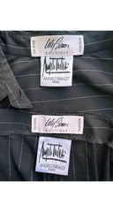 1990s Pinstripe Black Cotton Zip-Up Pant Suit