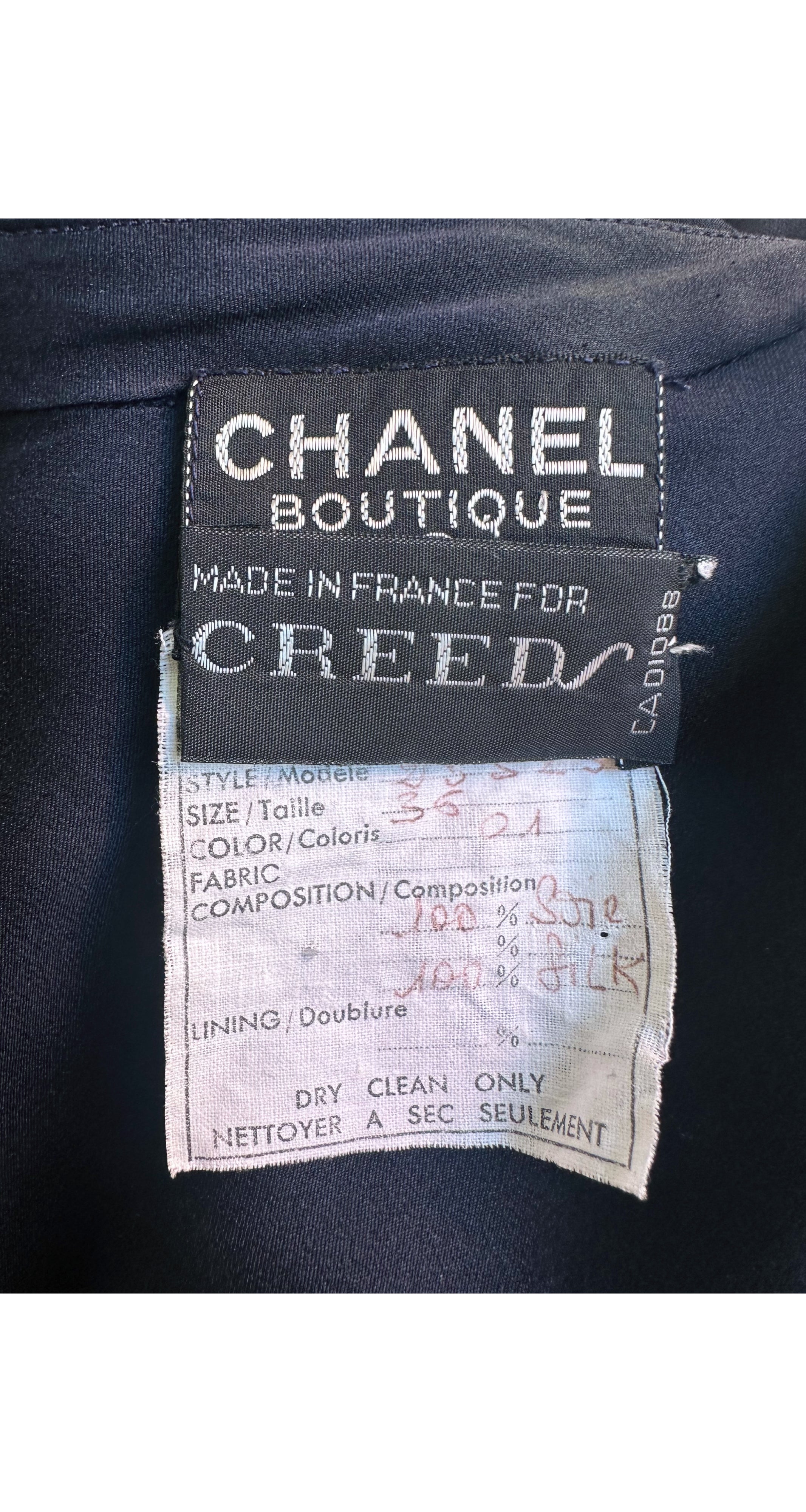 1983 S/S Navy Silk Blouson Cap Sleeve Dress
