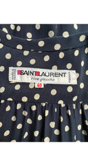 1984 S/S Polka Dot Navy Silk Double-Breasted Dress