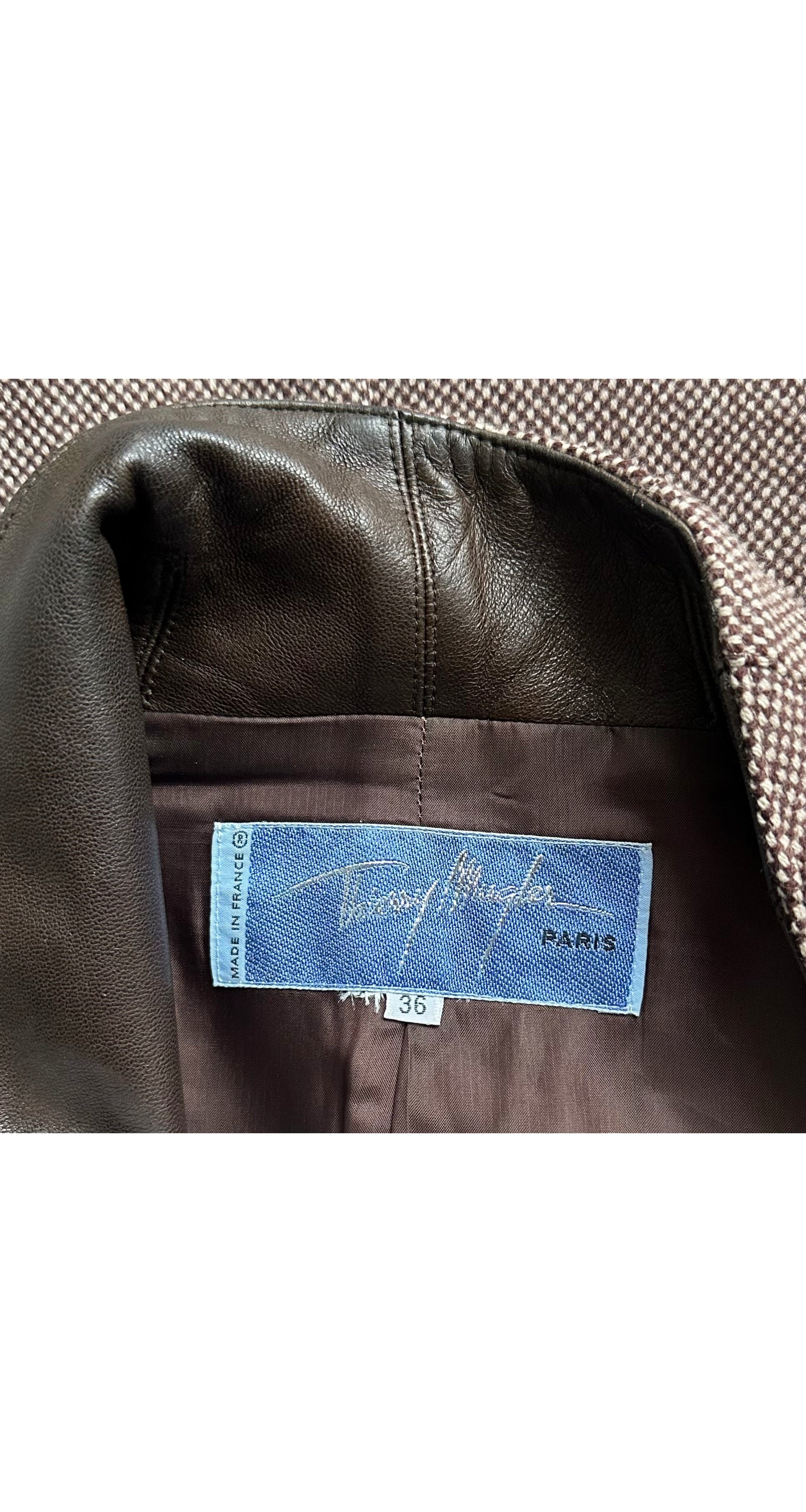 2000-01 F/W Brown Lambskin & Tweed Asymmetrical Jacket