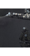 1980s Black Crepe Sequin Trim Bolero Jacket