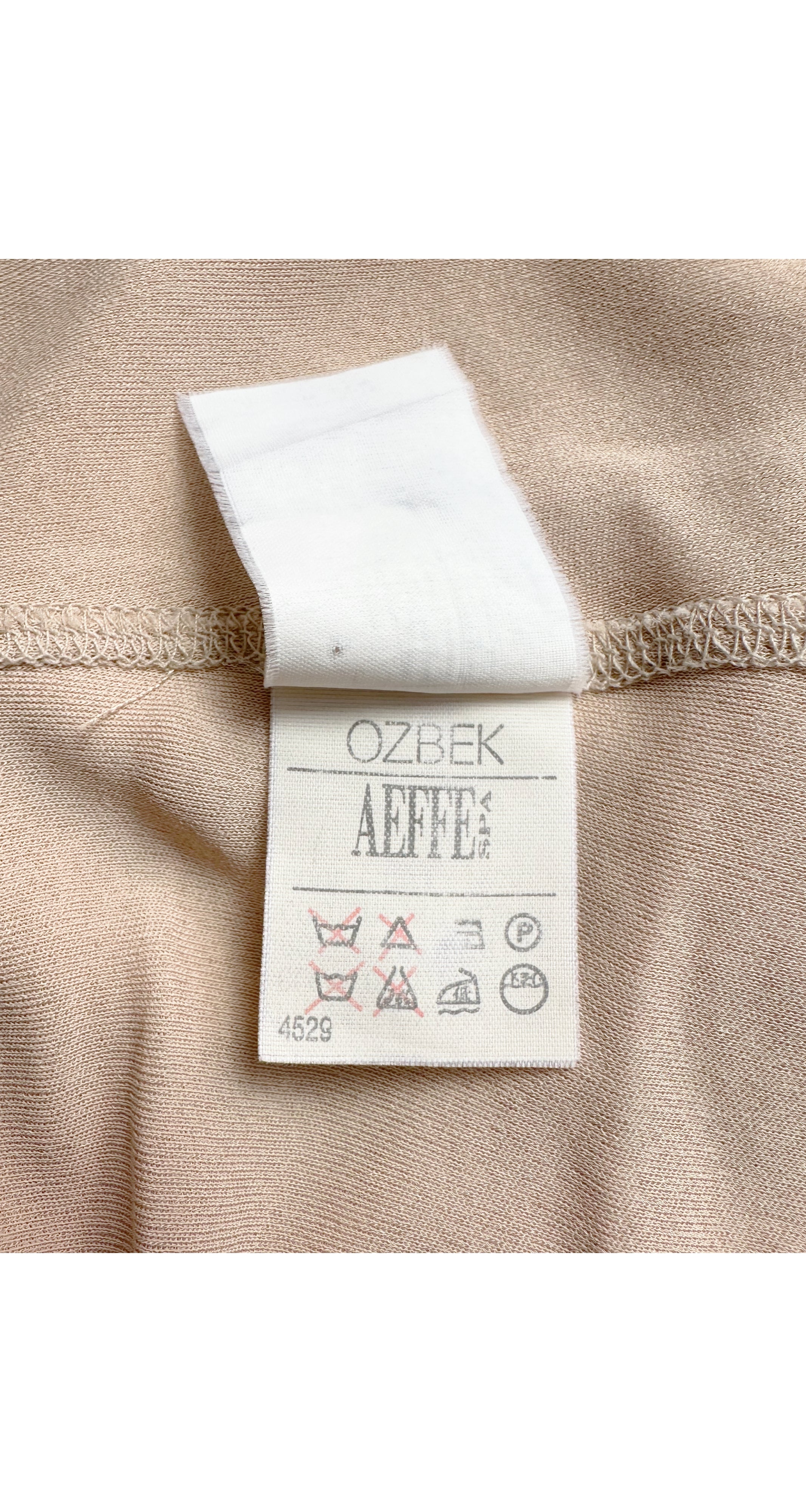 1994 S/S Beige Rayon Jersey Button-Up Top