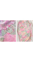 1988 S/S Floral Pastel Silk Jersey Ruched Dress