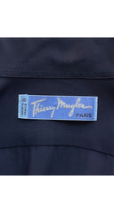 1980s Men's Navy Vicose Snap-Up Dress Shirt