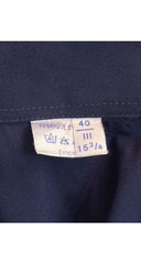 1980s Men's Navy Vicose Snap-Up Dress Shirt