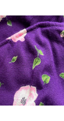 1970s Floral Purple Jersey Tie-Bust Sleeveless Dress