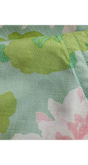 1970s Floral Bird Print Green Thai Silk Caftan
