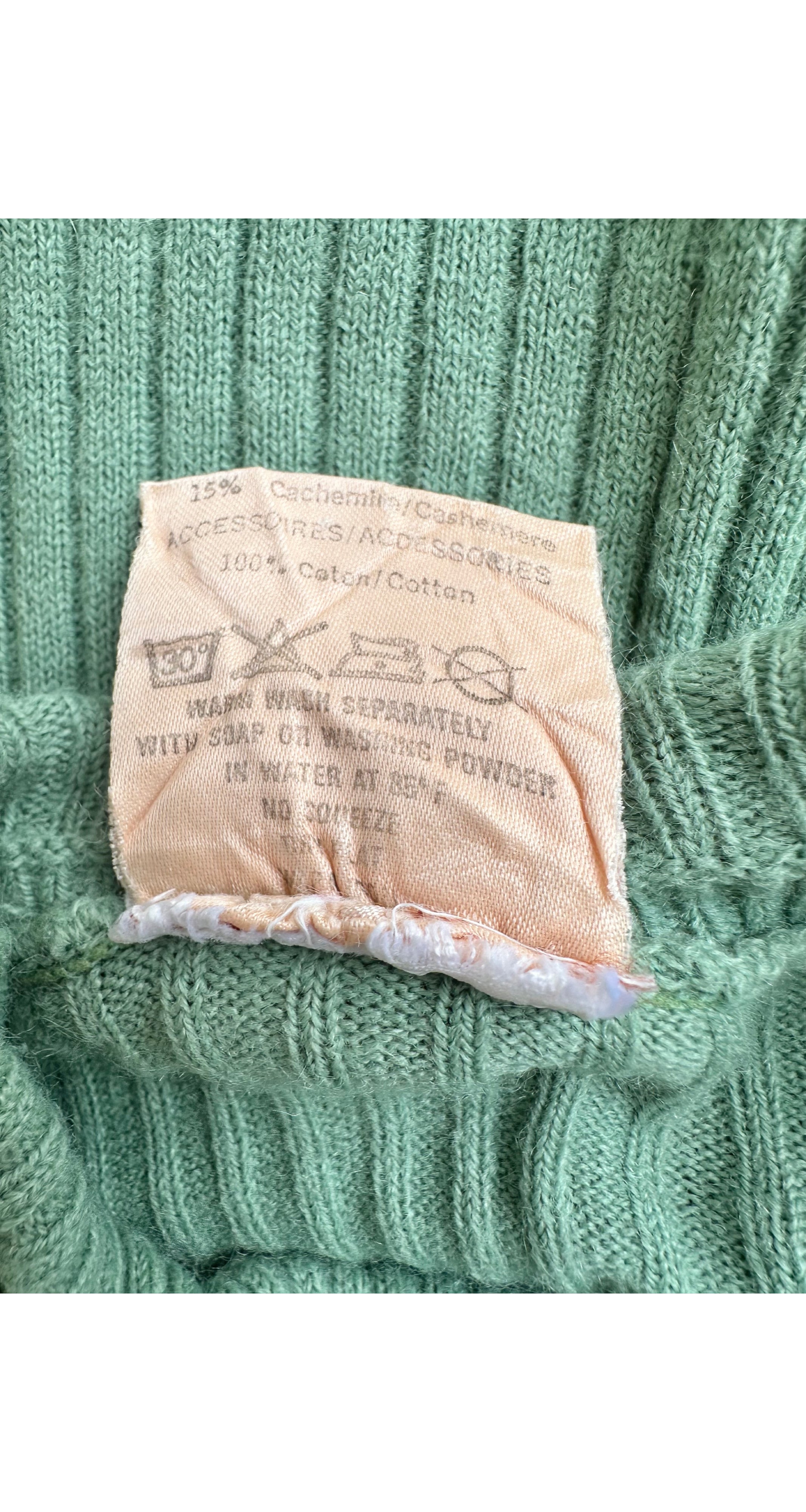 1970s Logo Appliqueé Sage Cashmere Blend Turtleneck