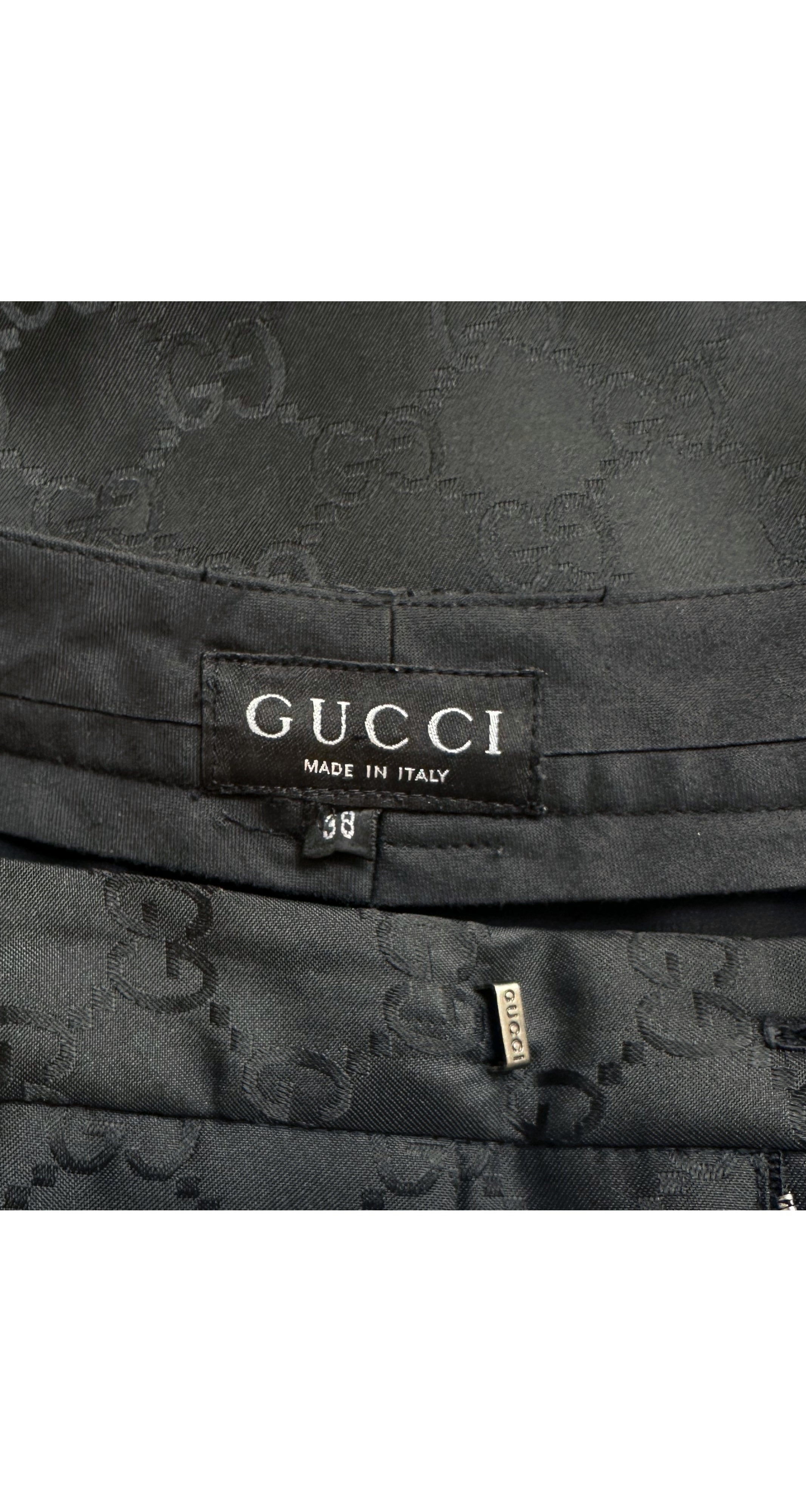 1998 S/S 'GG' Monogram Print Black Pencil Skirt