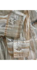 1996 S/S Transparent Metallic Striped Button-Up Top