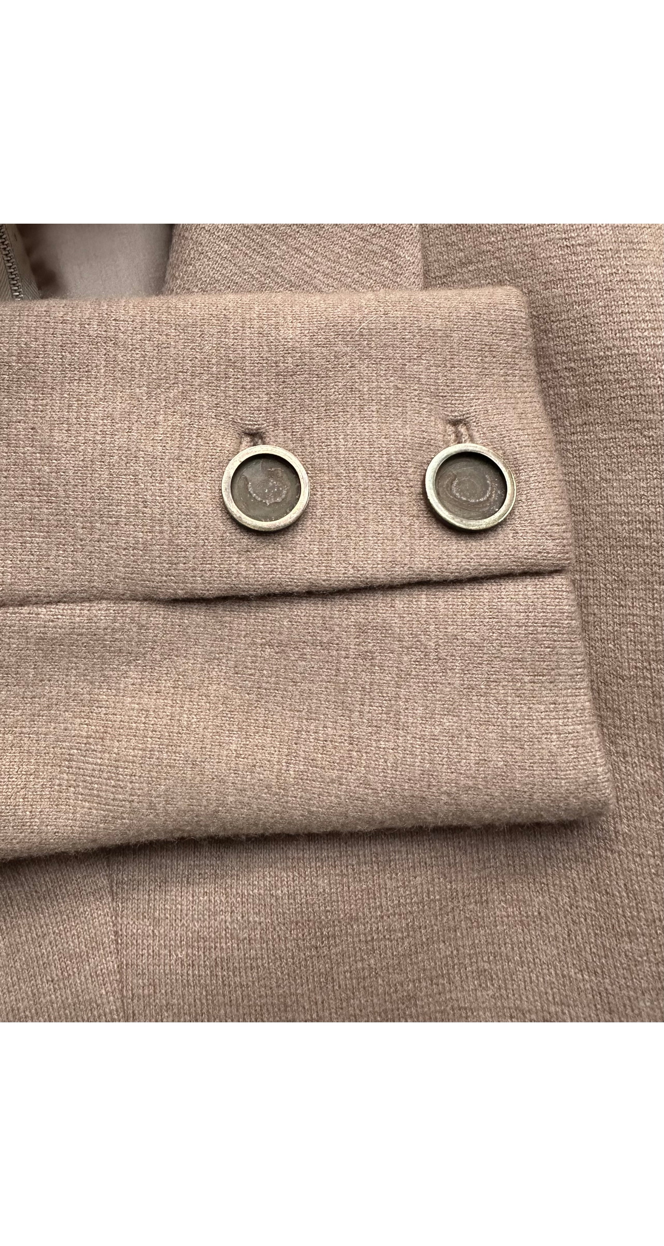 1970s Beige Wool Collared A-Line Dress