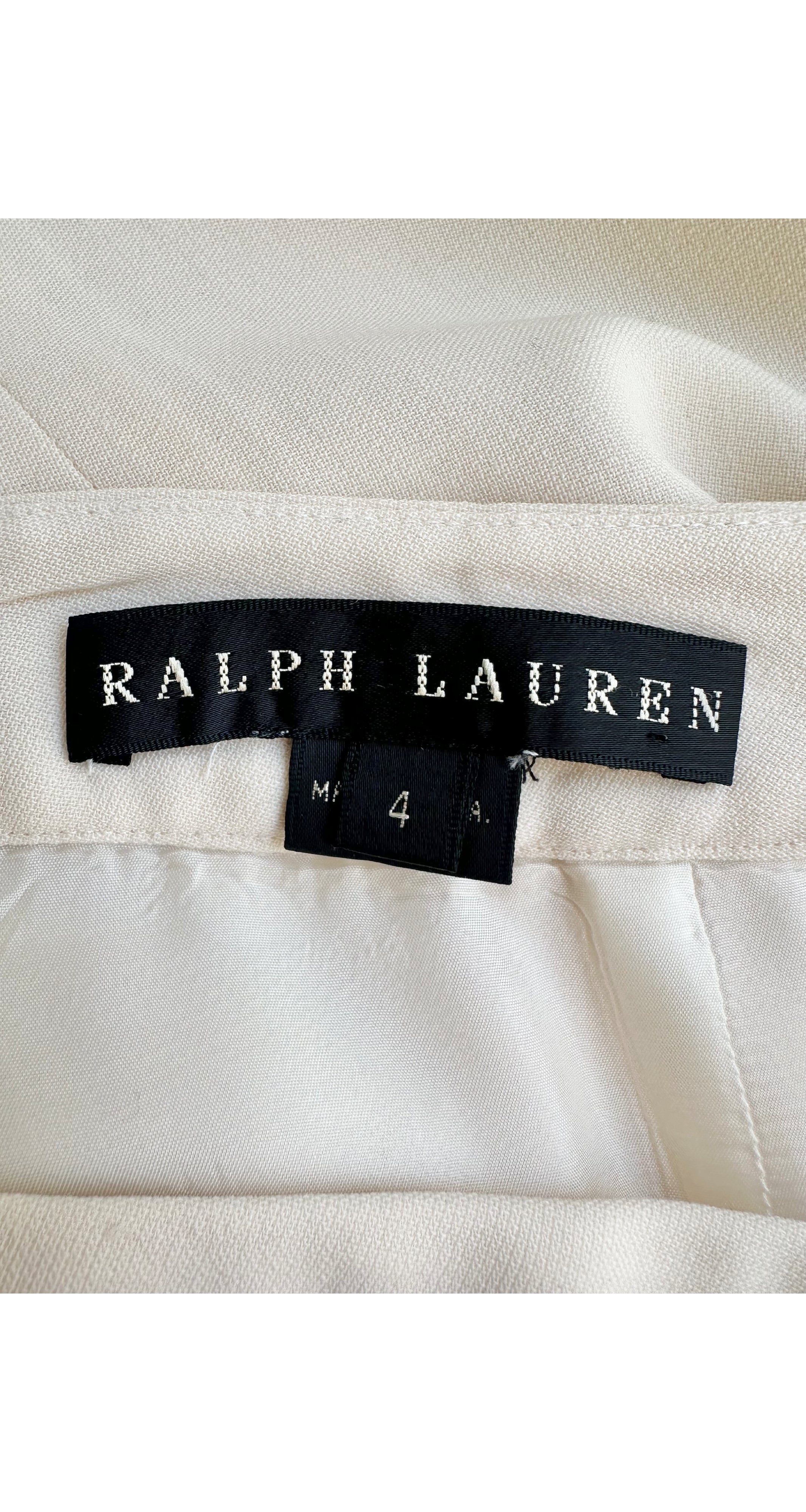 2000s Cream Wool Wide Leg Trousers