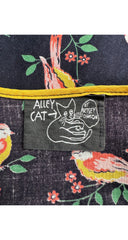 1971 S/S Canary Print Black Cotton Dress