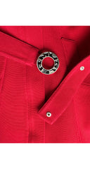 1990s Red Rayon "Mugler"-Buckle Belted Jacket