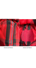 1980s Red Plaid Silk Taffeta Ruffle Collar Blouse