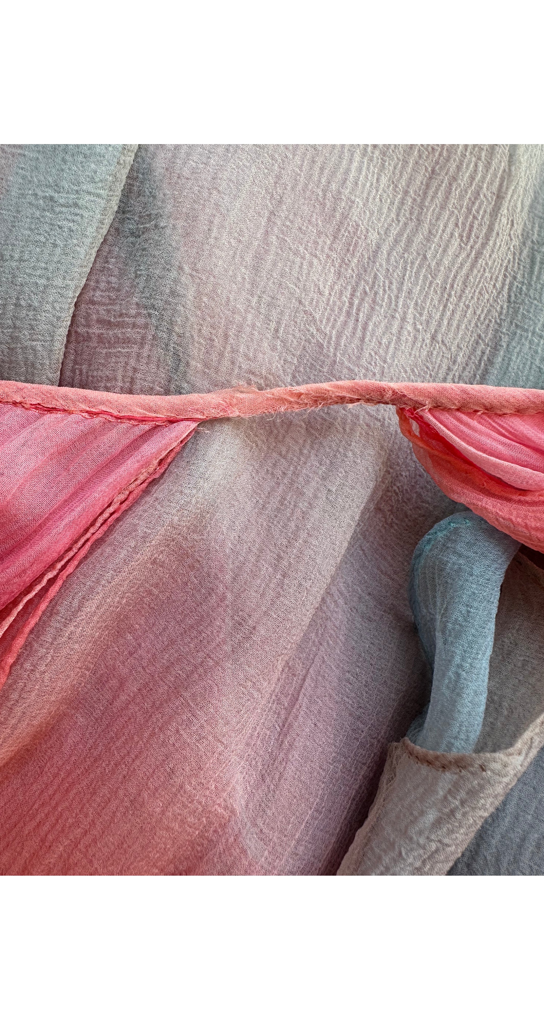 1978 S/S Ombré Silk Chiffon Handkerchief Hem Dress