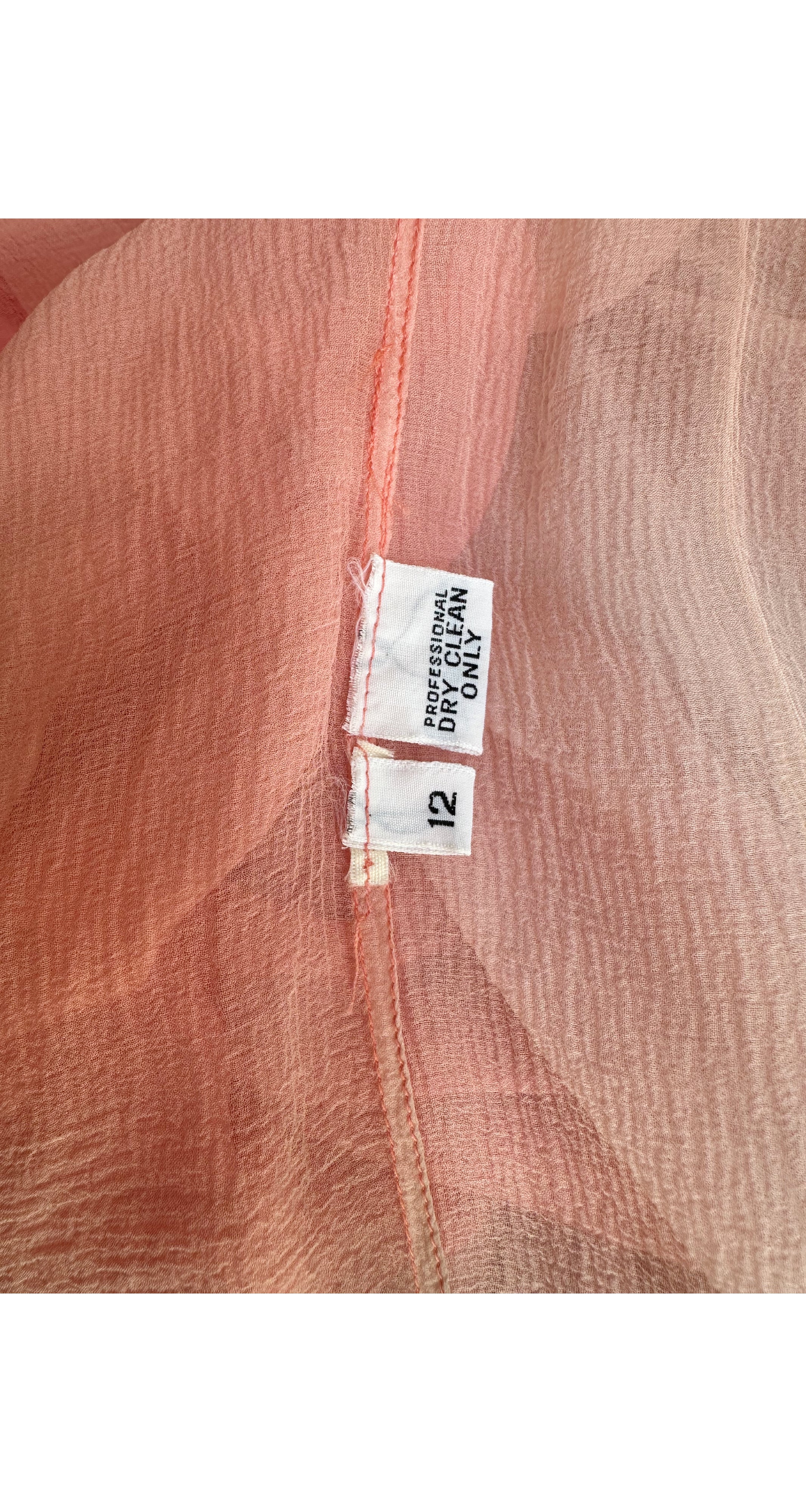 1978 S/S Ombré Silk Chiffon Handkerchief Hem Dress
