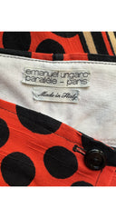 1971 S/S Mixed Print Orange Cotton Pleated Skirt