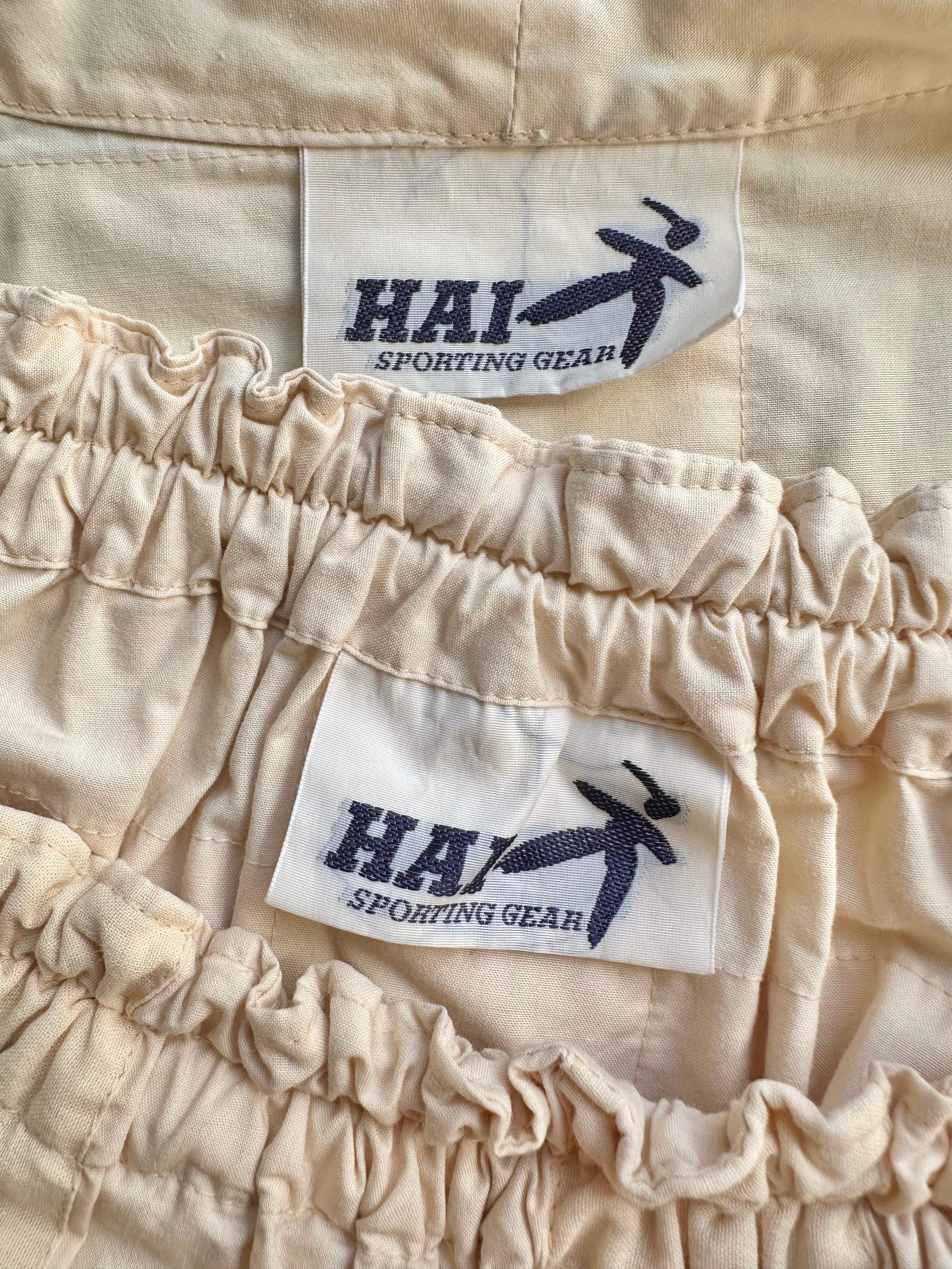 1980s Embroidered Cream Cotton Top & Skirt Set