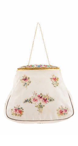 1940s Fairy Tale Scene Hand-Painted Beaded Evening Bag